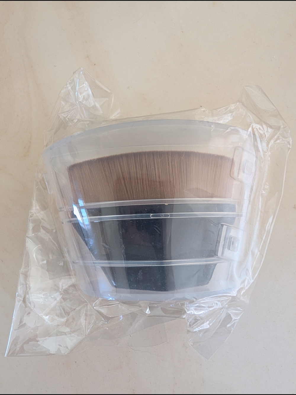 Dense Flat Top Makeup Brush - Brown Bristles, Clear Handle